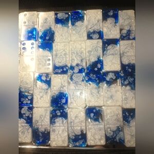 Blue and White handmade resin dominos